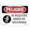 Signmission OSHA Sign, Harness Required Spanish, 10in X 7in Decal, 10" W, 7" H, Harness Required Spanish OS-DS-D-710-LS-1565 - alternate 1